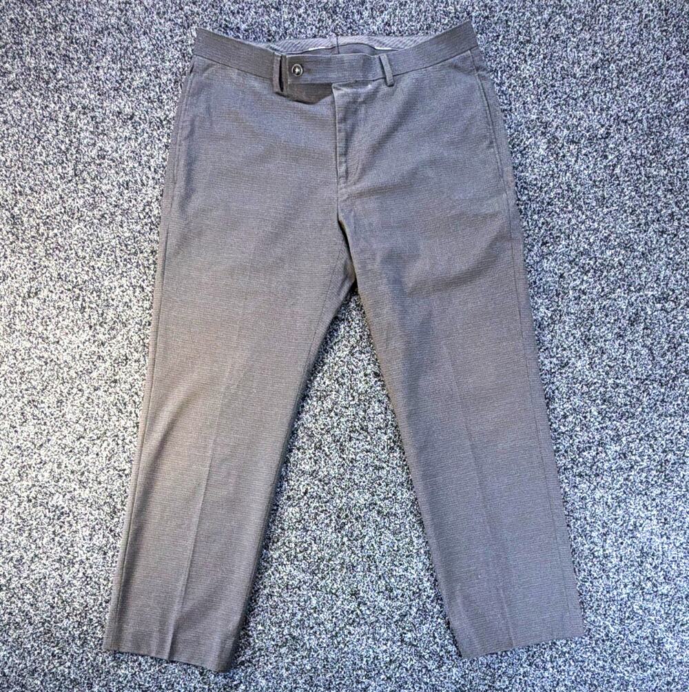 Calvin Klein Men's Slim Straight Dress Pants Gray 28 Twill Stretch Flat Front